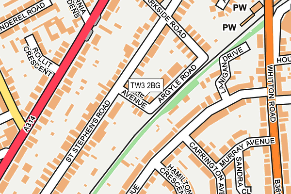 TW3 2BG map - OS OpenMap – Local (Ordnance Survey)