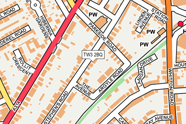 TW3 2BQ map - OS OpenMap – Local (Ordnance Survey)