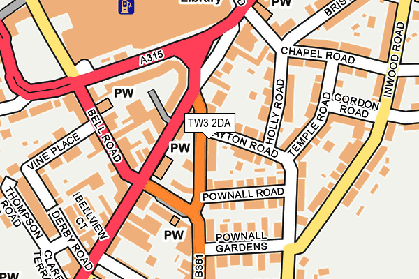 TW3 2DA map - OS OpenMap – Local (Ordnance Survey)