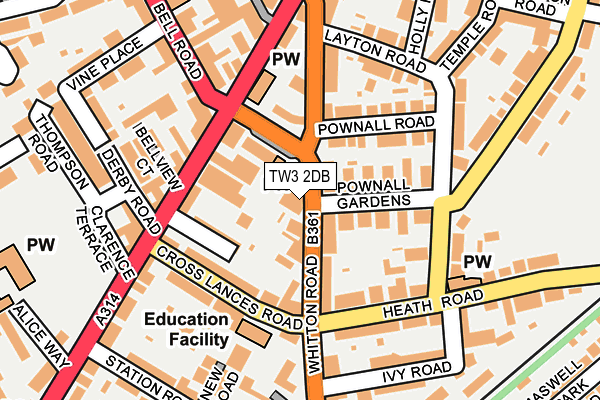 TW3 2DB map - OS OpenMap – Local (Ordnance Survey)
