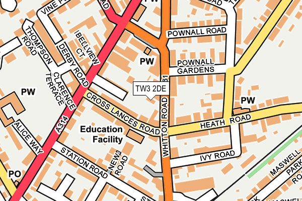 TW3 2DE map - OS OpenMap – Local (Ordnance Survey)