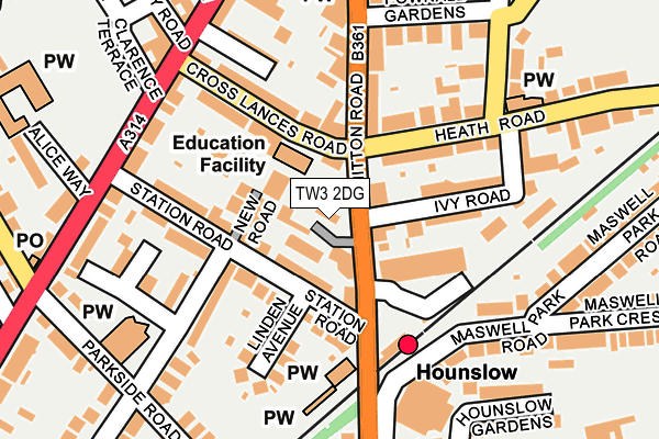 TW3 2DG map - OS OpenMap – Local (Ordnance Survey)