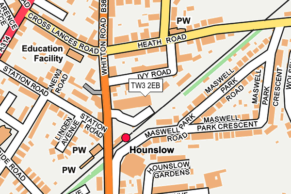 TW3 2EB map - OS OpenMap – Local (Ordnance Survey)