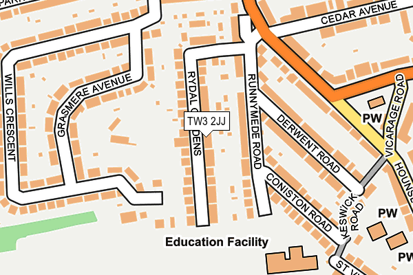 TW3 2JJ map - OS OpenMap – Local (Ordnance Survey)