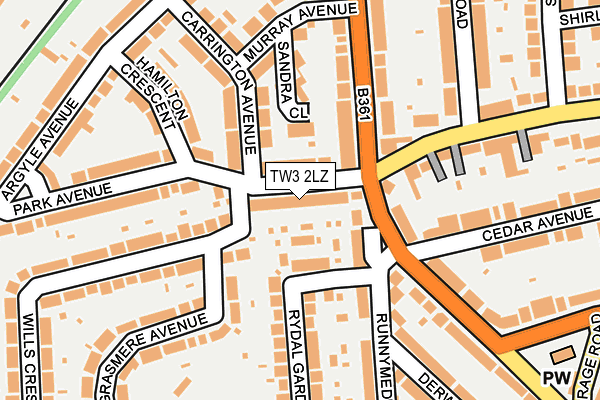 TW3 2LZ map - OS OpenMap – Local (Ordnance Survey)