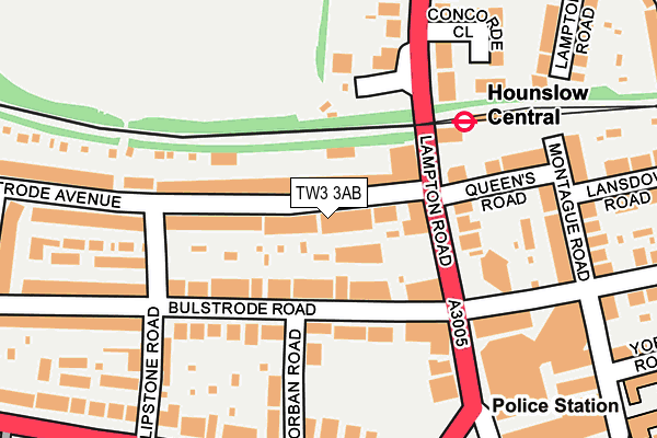 TW3 3AB map - OS OpenMap – Local (Ordnance Survey)