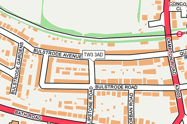 TW3 3AD map - OS OpenMap – Local (Ordnance Survey)