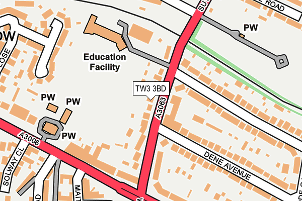 TW3 3BD map - OS OpenMap – Local (Ordnance Survey)