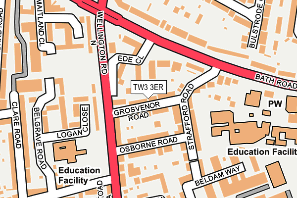 TW3 3ER map - OS OpenMap – Local (Ordnance Survey)