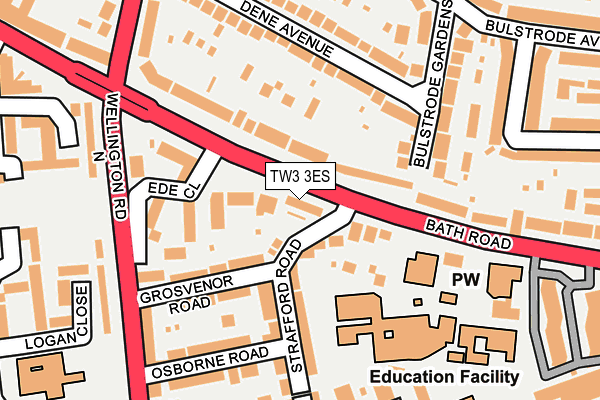 TW3 3ES map - OS OpenMap – Local (Ordnance Survey)