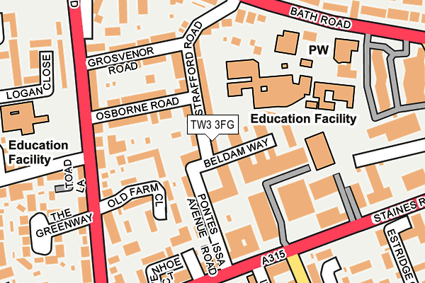 TW3 3FG map - OS OpenMap – Local (Ordnance Survey)