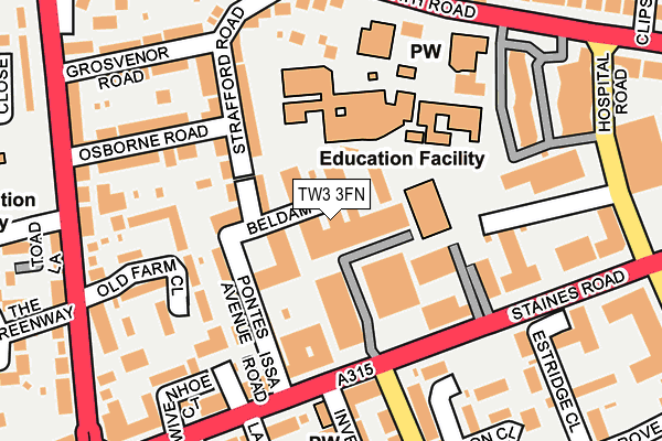 TW3 3FN map - OS OpenMap – Local (Ordnance Survey)