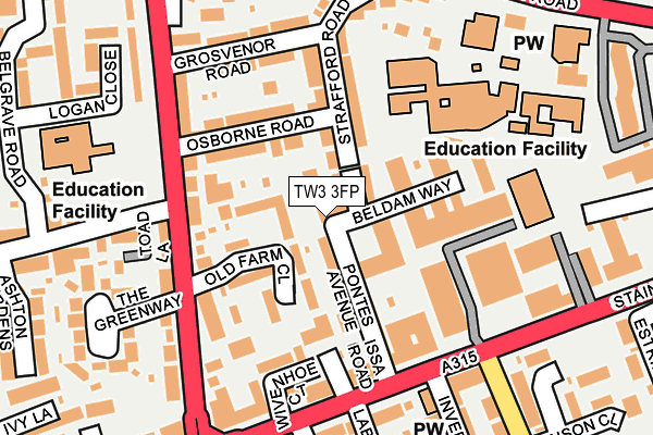 TW3 3FP map - OS OpenMap – Local (Ordnance Survey)
