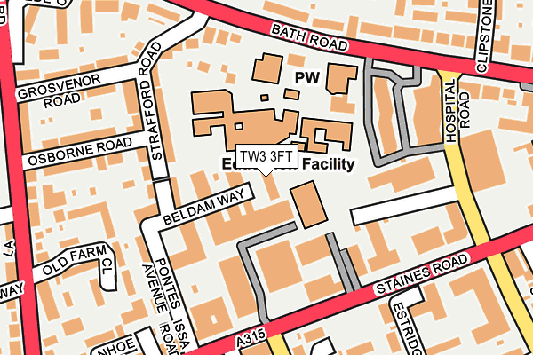 TW3 3FT map - OS OpenMap – Local (Ordnance Survey)