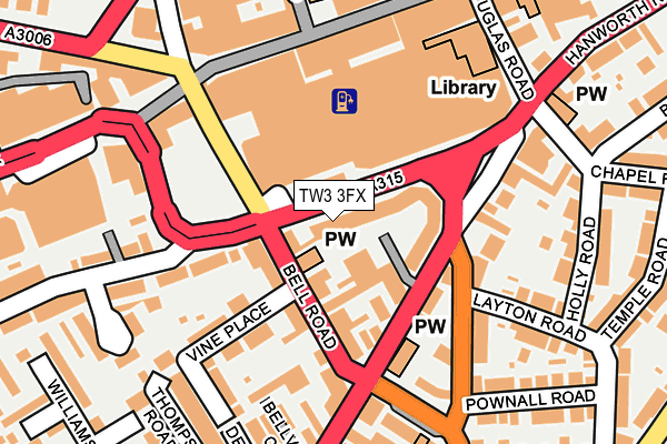 TW3 3FX map - OS OpenMap – Local (Ordnance Survey)