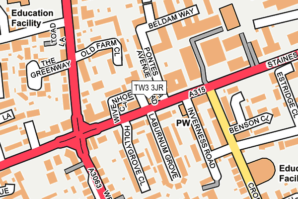 TW3 3JR map - OS OpenMap – Local (Ordnance Survey)
