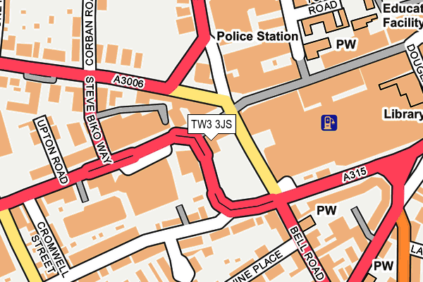 TW3 3JS map - OS OpenMap – Local (Ordnance Survey)