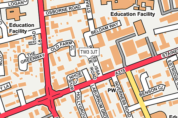 TW3 3JT map - OS OpenMap – Local (Ordnance Survey)