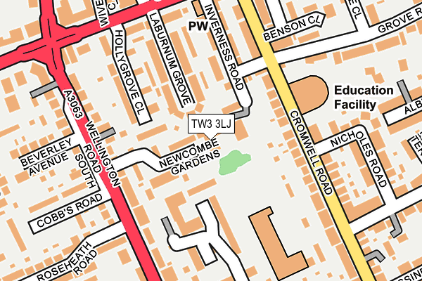 TW3 3LJ map - OS OpenMap – Local (Ordnance Survey)