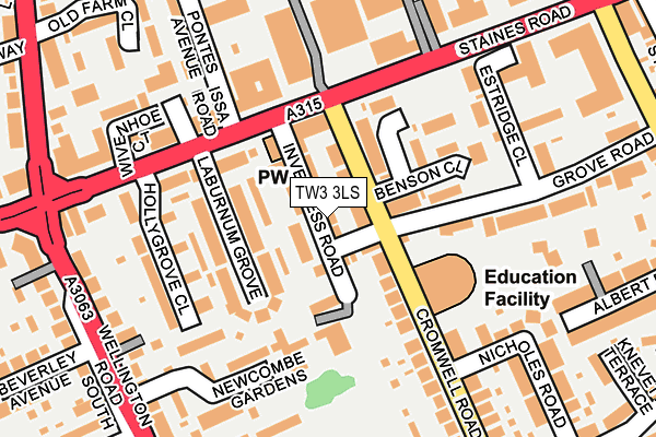 TW3 3LS map - OS OpenMap – Local (Ordnance Survey)