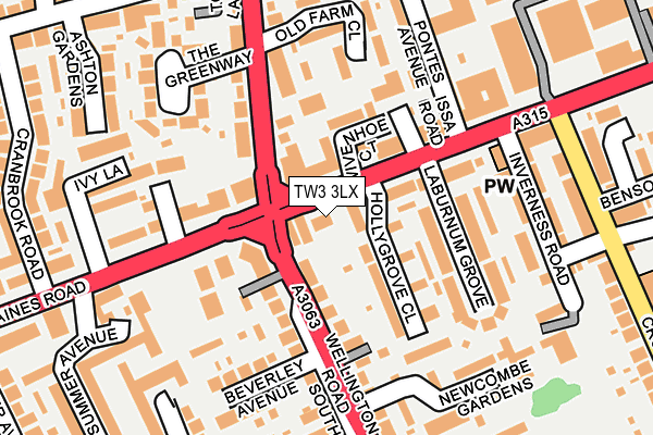 TW3 3LX map - OS OpenMap – Local (Ordnance Survey)