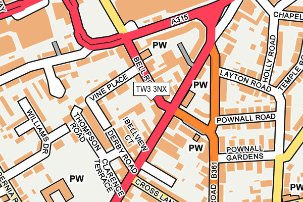 TW3 3NX map - OS OpenMap – Local (Ordnance Survey)