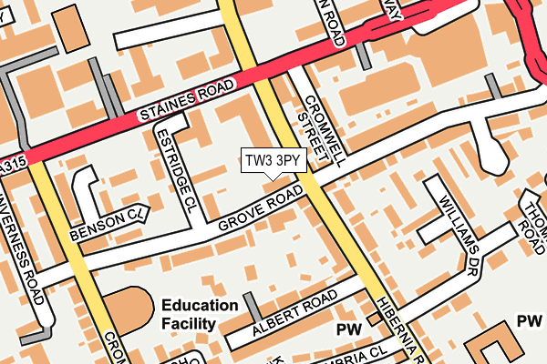TW3 3PY map - OS OpenMap – Local (Ordnance Survey)