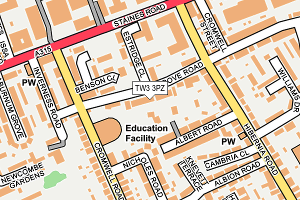 TW3 3PZ map - OS OpenMap – Local (Ordnance Survey)