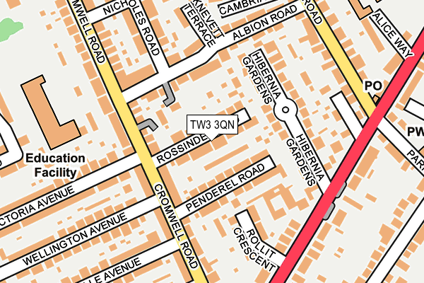 TW3 3QN map - OS OpenMap – Local (Ordnance Survey)
