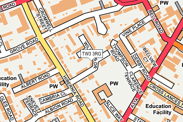 TW3 3RG map - OS OpenMap – Local (Ordnance Survey)