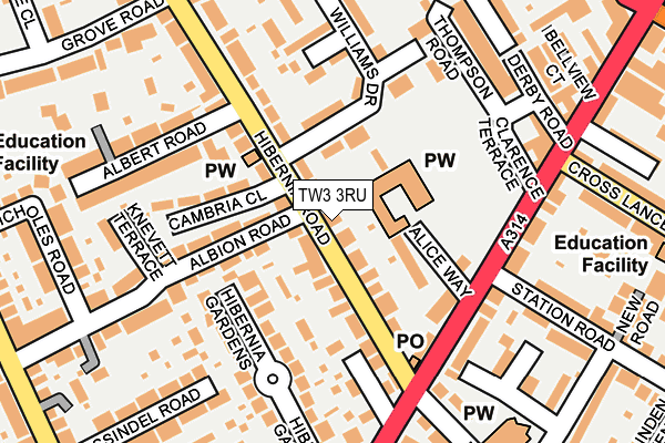 TW3 3RU map - OS OpenMap – Local (Ordnance Survey)