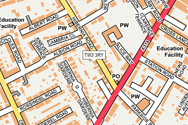 TW3 3RY map - OS OpenMap – Local (Ordnance Survey)