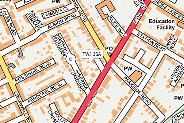 TW3 3SA map - OS OpenMap – Local (Ordnance Survey)