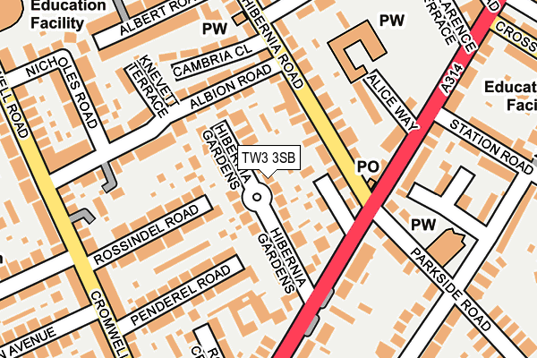 TW3 3SB map - OS OpenMap – Local (Ordnance Survey)