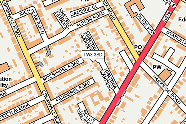 TW3 3SD map - OS OpenMap – Local (Ordnance Survey)