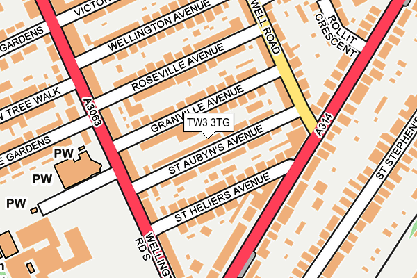 TW3 3TG map - OS OpenMap – Local (Ordnance Survey)