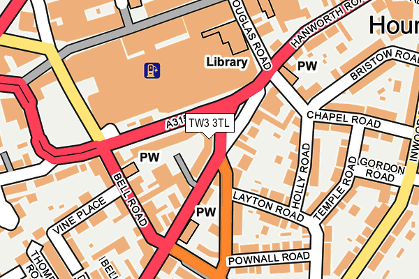 TW3 3TL map - OS OpenMap – Local (Ordnance Survey)