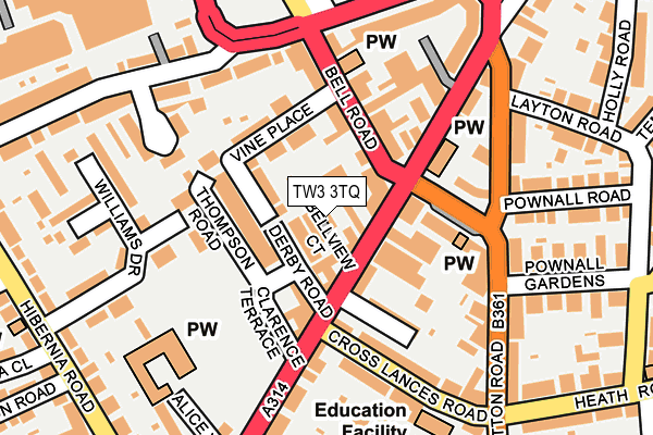TW3 3TQ map - OS OpenMap – Local (Ordnance Survey)