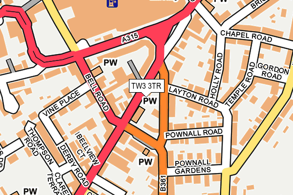 TW3 3TR map - OS OpenMap – Local (Ordnance Survey)