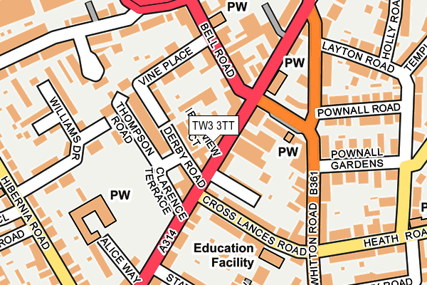 TW3 3TT map - OS OpenMap – Local (Ordnance Survey)