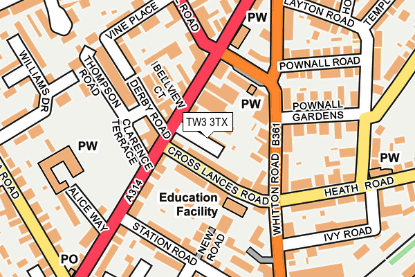 TW3 3TX map - OS OpenMap – Local (Ordnance Survey)