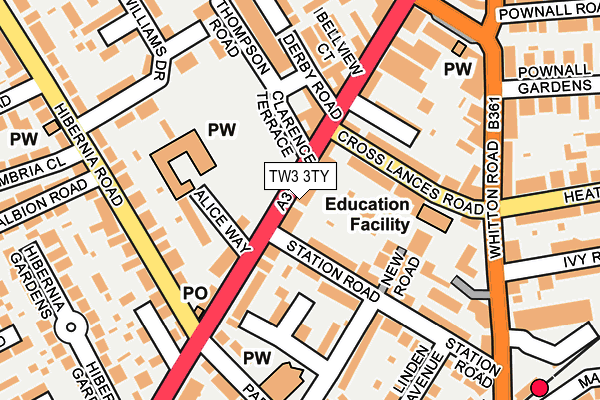 Map of 276 HANWORTH ROAD FREEHOLD LTD at local scale