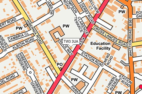 TW3 3UA map - OS OpenMap – Local (Ordnance Survey)