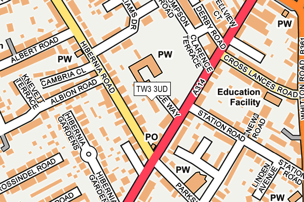 TW3 3UD map - OS OpenMap – Local (Ordnance Survey)
