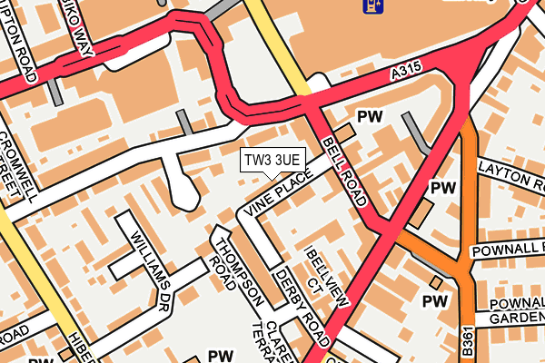 TW3 3UE map - OS OpenMap – Local (Ordnance Survey)