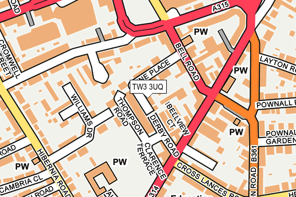 TW3 3UQ map - OS OpenMap – Local (Ordnance Survey)