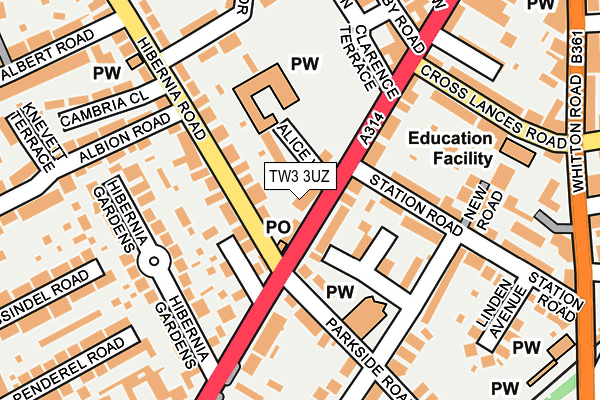 TW3 3UZ map - OS OpenMap – Local (Ordnance Survey)