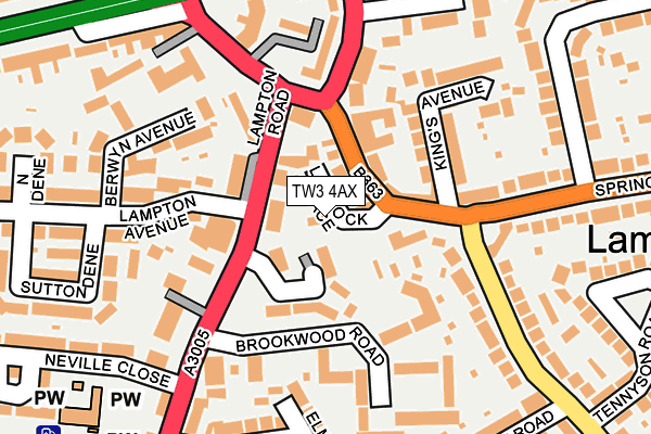 TW3 4AX map - OS OpenMap – Local (Ordnance Survey)