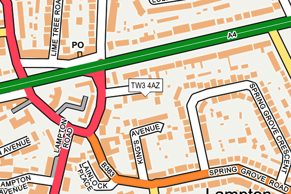 TW3 4AZ map - OS OpenMap – Local (Ordnance Survey)