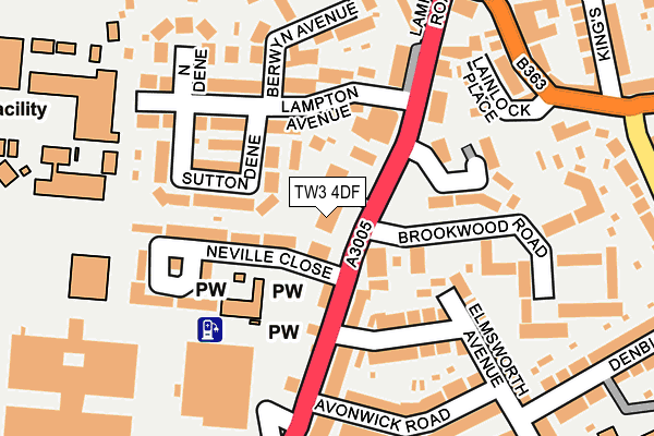 TW3 4DF map - OS OpenMap – Local (Ordnance Survey)